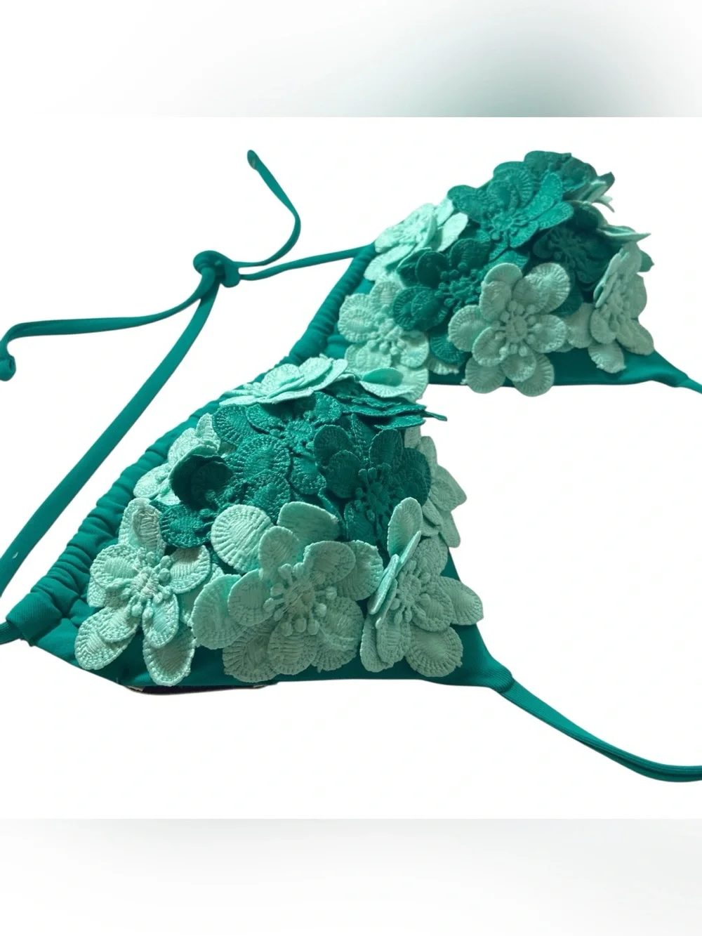 Pepita Forte dei Marmi Teal Flower Appliqué Micro Bikini Set XS Vaca Influencer